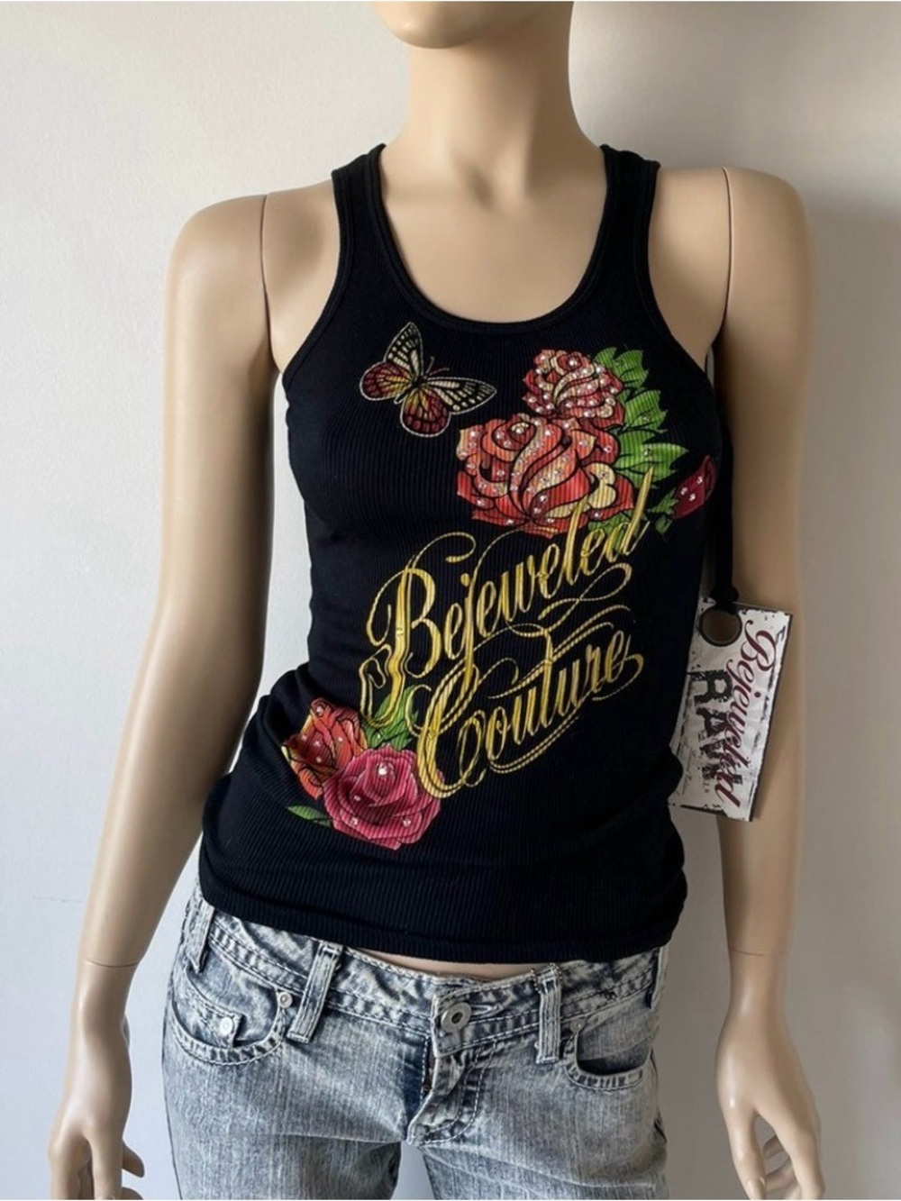 NWT Bejeweled Swarovski Crystal Tank Top One Size